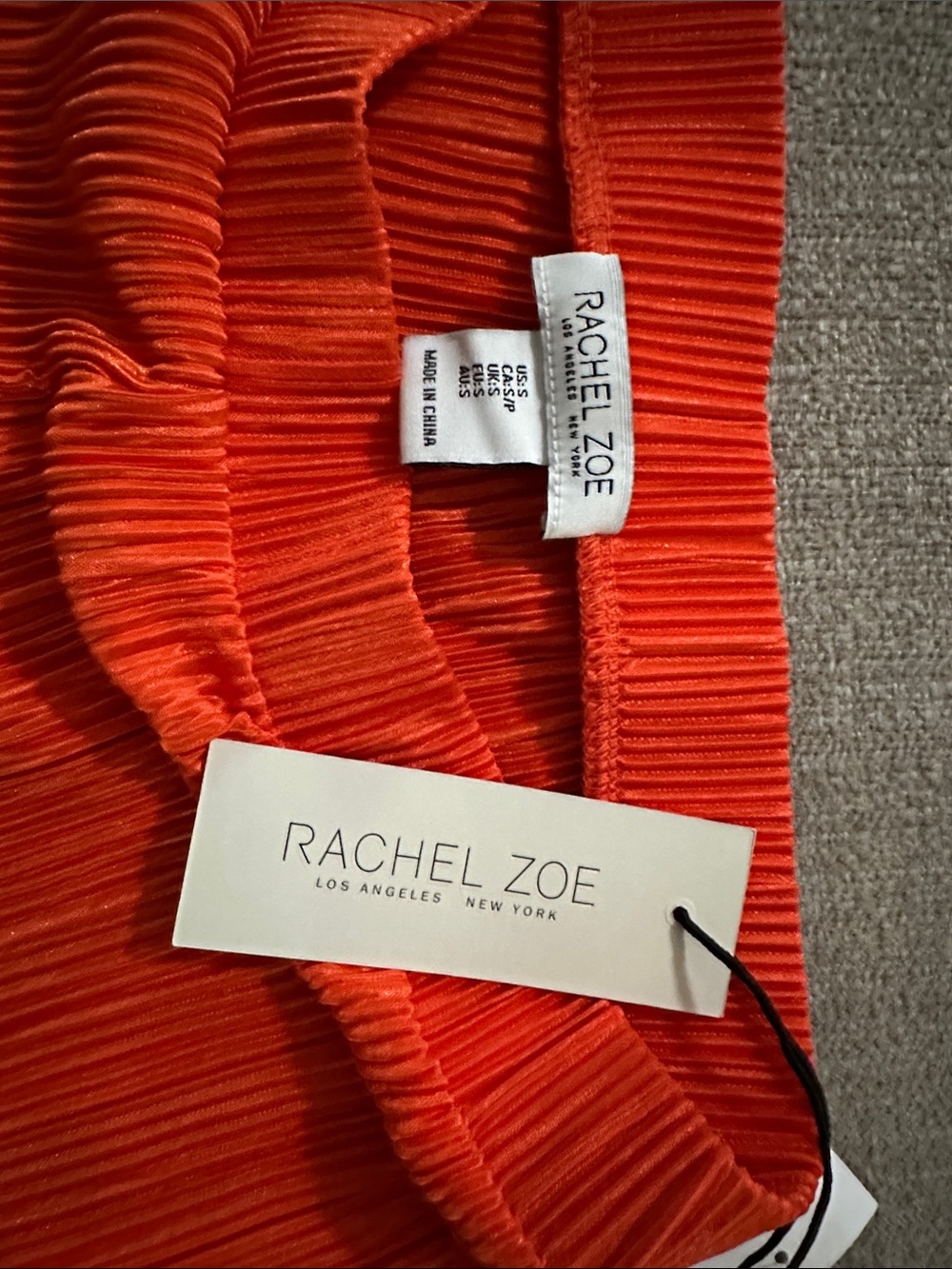 NWT Rachel Zoe Pleated Button-Up Top & Wide Leg Pants Set - Vibrant RedOrange - Picture 7 of 7